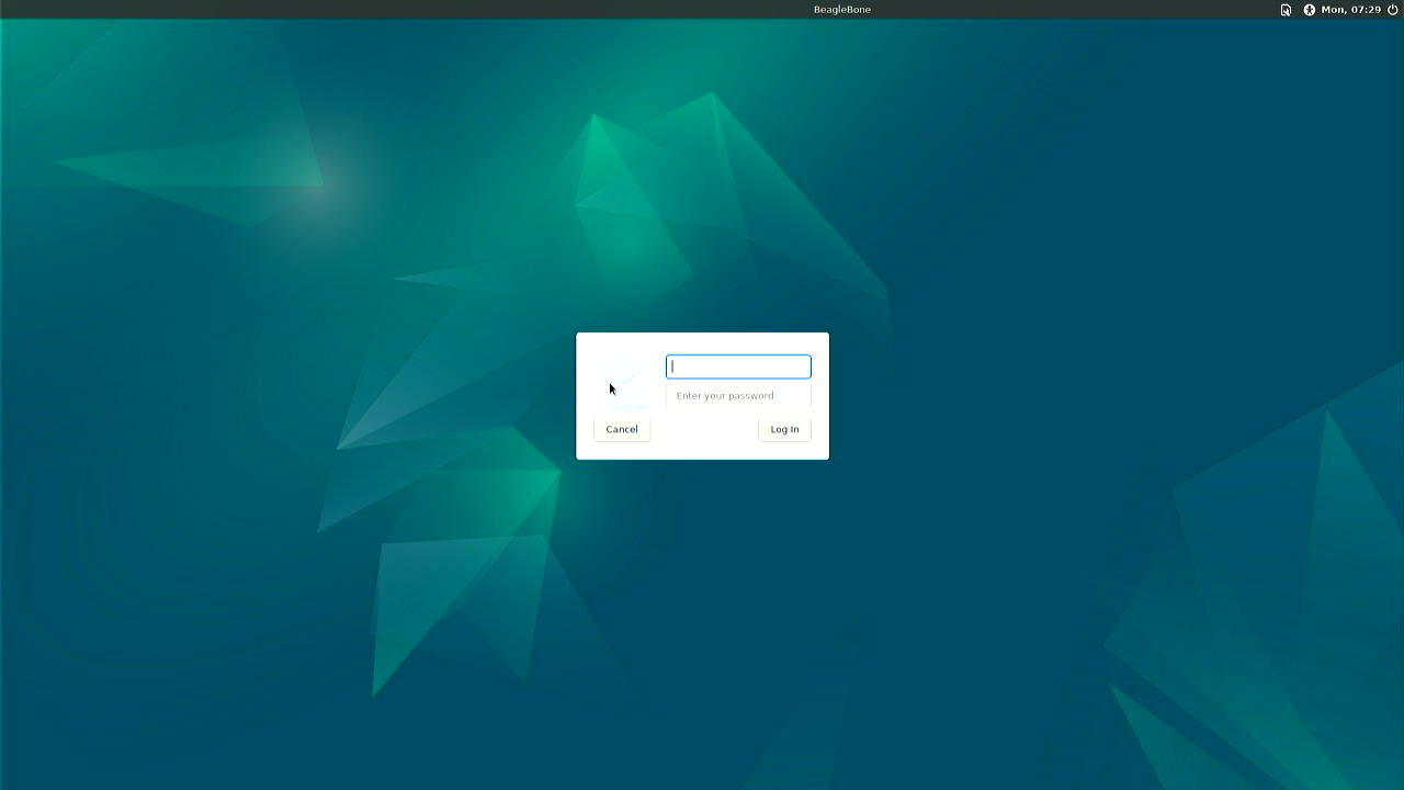 BeagleY-AI XFCE desktop login