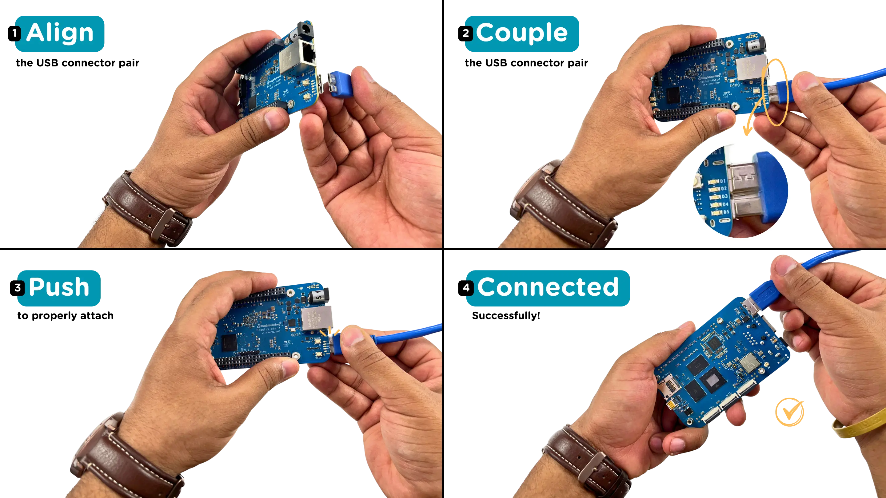 super-speed micro-B (USB 3.0) connection guide for BeagleV Ahead.